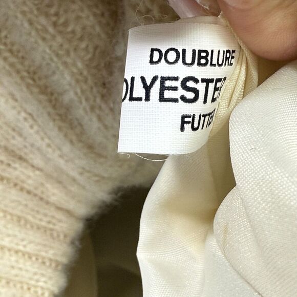 Vtg Hilda Ltd Cardigan Women S Cream Blue Wool Knit Icelandic Shawl Collar 80s - Picture 10 of 12